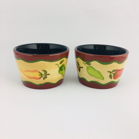 THE MAIN INGREDIENTS Southwestern Chili Peppers Stoneware Soup Salad Bowl Set 4 - Picture 3 of 13